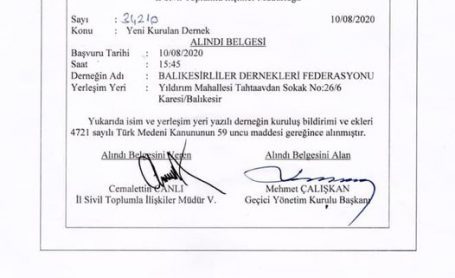 Balıkesirliler Dernekleri Federasyonu kurulmuştur